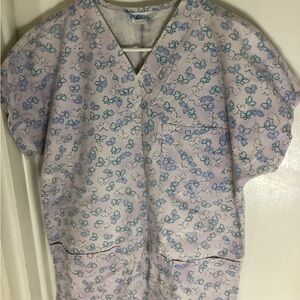 SB Fashion Scrubs Butterflies Scrub Top Size Small